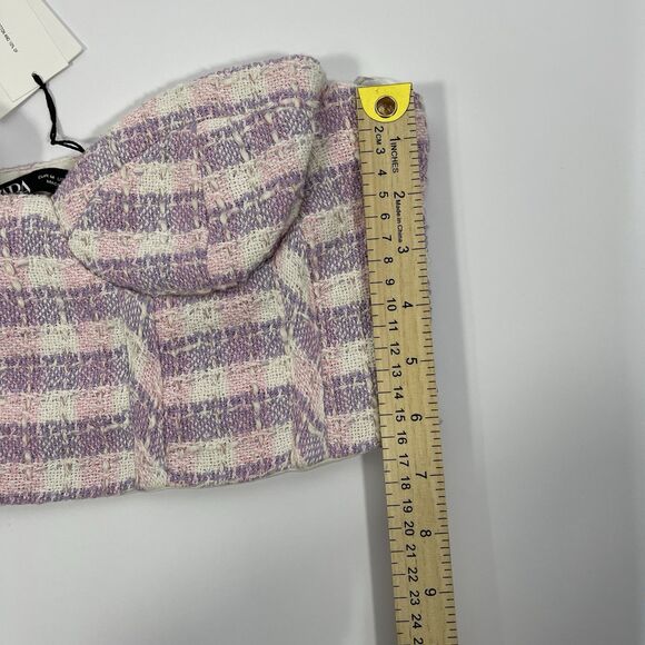 ZARA‎ Textured Tweed Strapless Corset Crop Top size M NWT - Picture 5 of 6